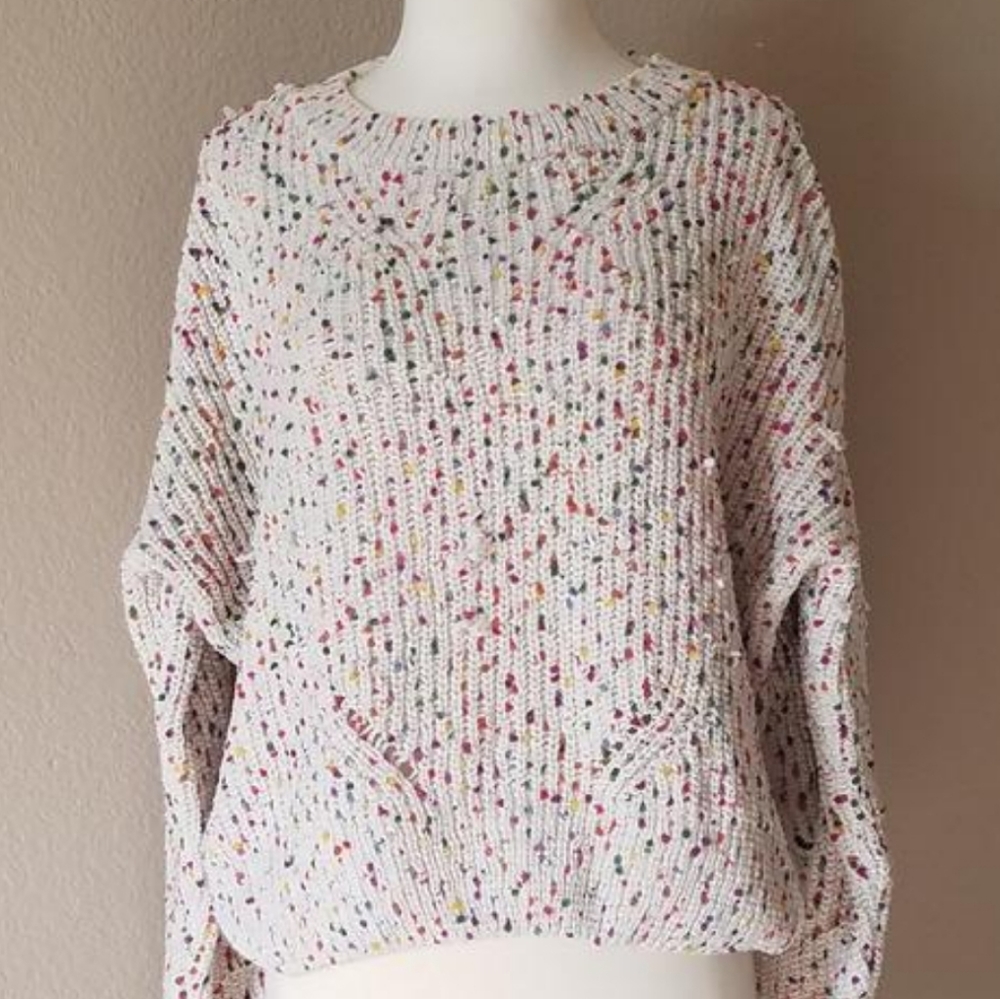 Autumn confetti distressed sweater